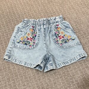 next Light Blue & White Striped Embroidered Pocket Shorts